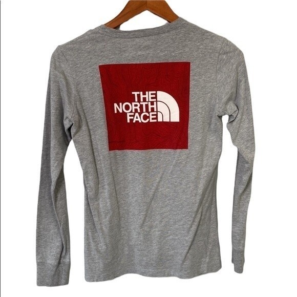 The North Face Long Sleeve Logo Tee Heather Gray Athletic Crew Neck Gorpcore - Picture 3 of 14
